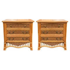 Ficks Reed Coffres / Commodes / Tables d'appoint en osier et rotin - Paire