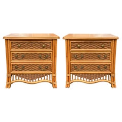 Ficks Reed Wicker And Rattan Chests / Commodes / Side Tables - Pair