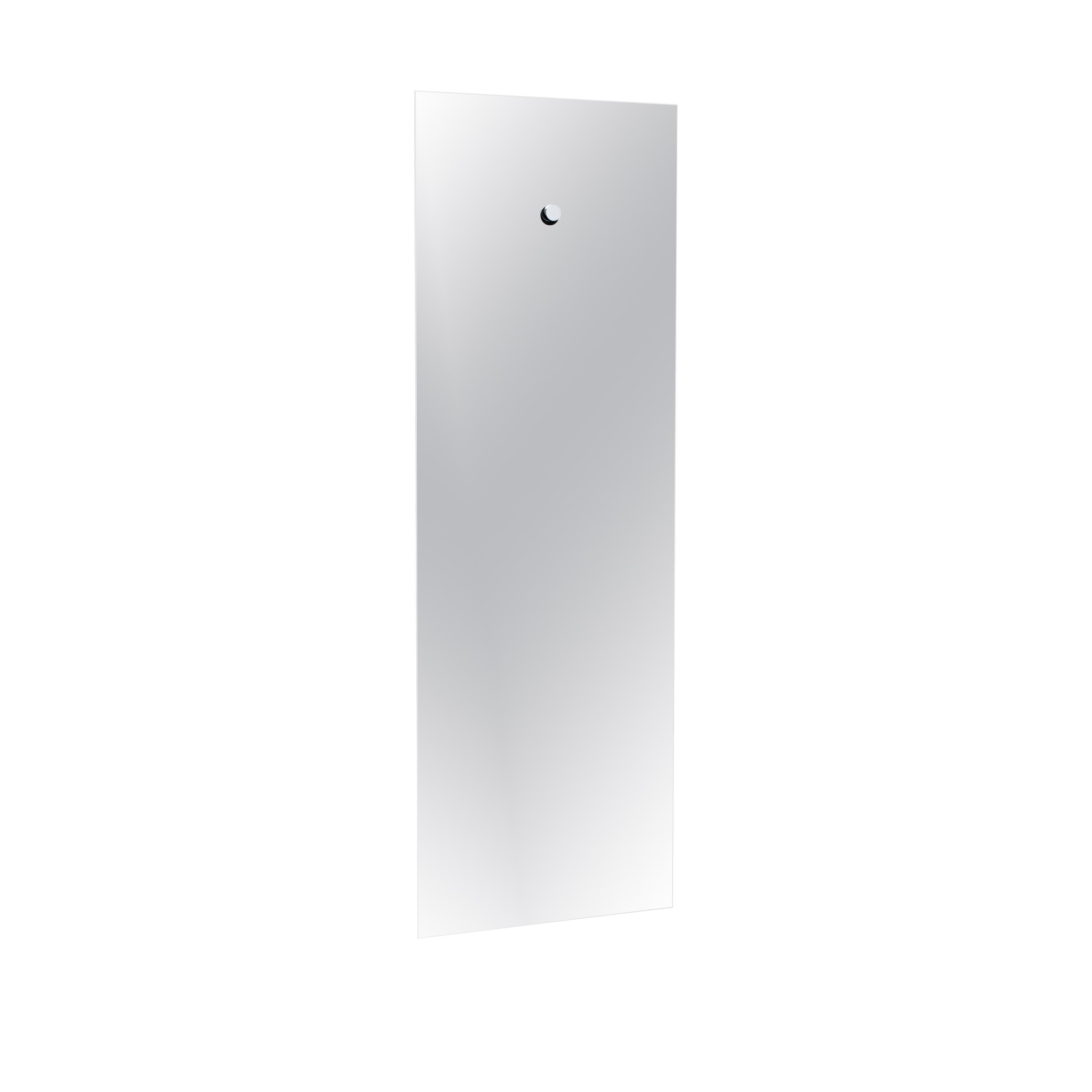 Fiction large wall mirror is shown here in the rectangular shape. Series of mirrors available in two different sizes, realized in extralight glass with degrading shaded silvering, hanging on the wall with a back glued bar or with a chromium-plated