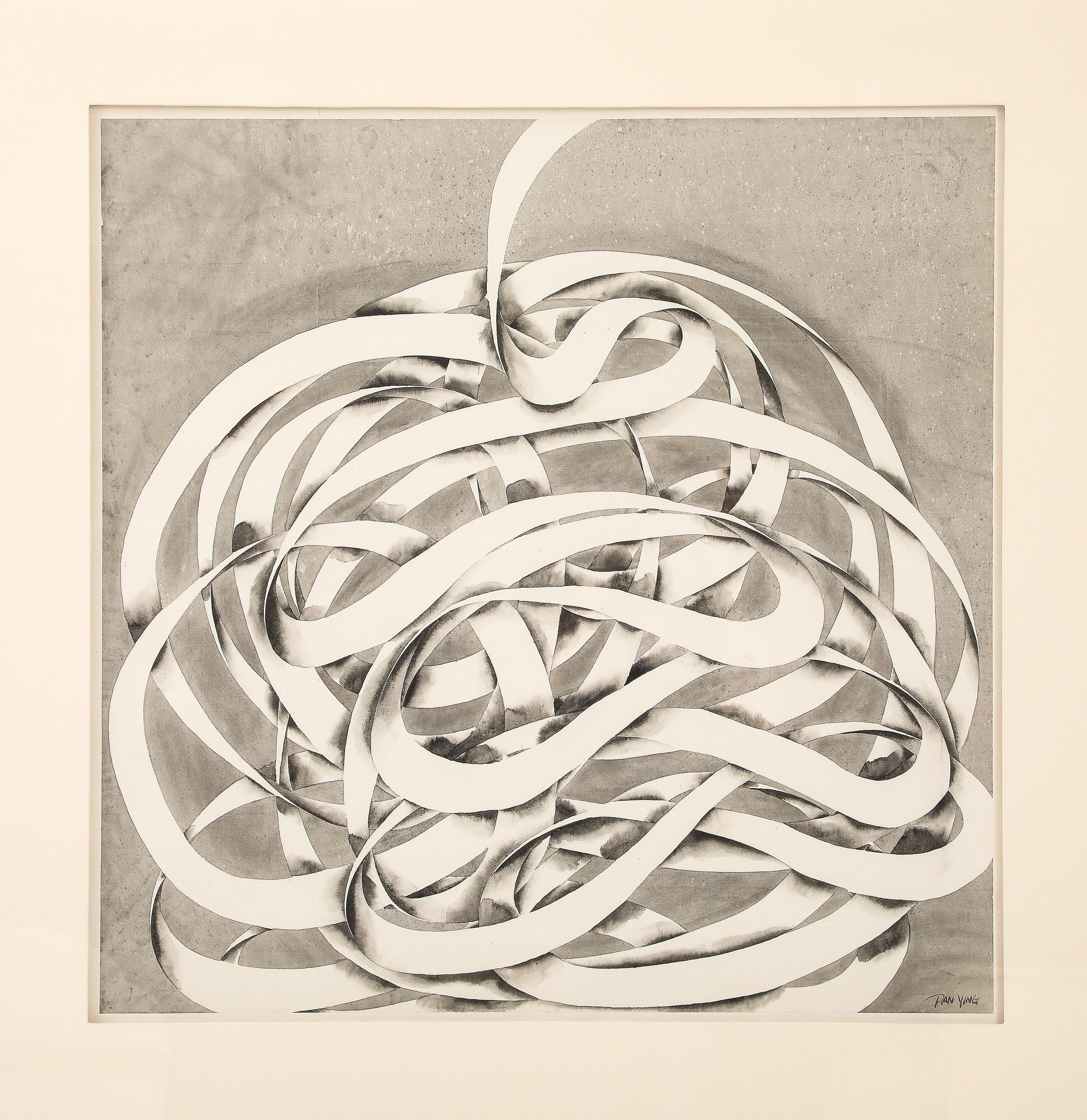 Ink on Paper
Signed Lower Right
Paper Size: 39 x 39
One of the pioneers in experimental ink painting, Pan Ying was born in Beijing in 1962. Her father is the famous oil painter, Pan Shixun, while her mother is the Chinese traditional ink painter,