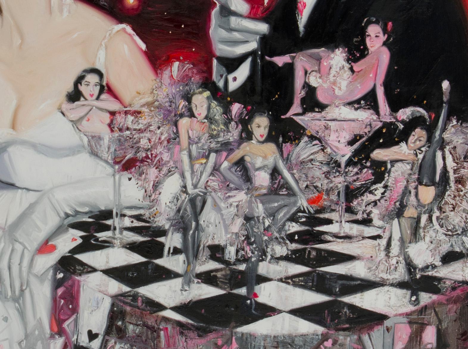 Dreams of Burlesque - Surrealist Painting by Fidan Kim