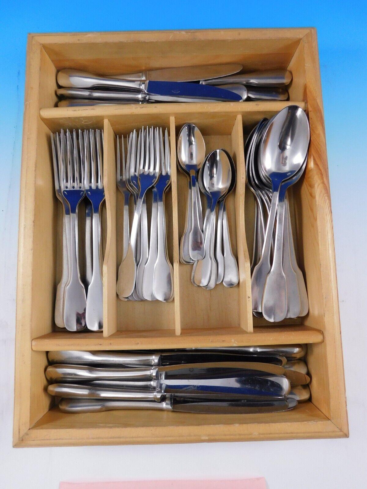 Fiddle by Novargent (France) Stainless Steel Flatware set - 72 pieces. This set includes:

12 Dinner Size Knives, 9 1/2
