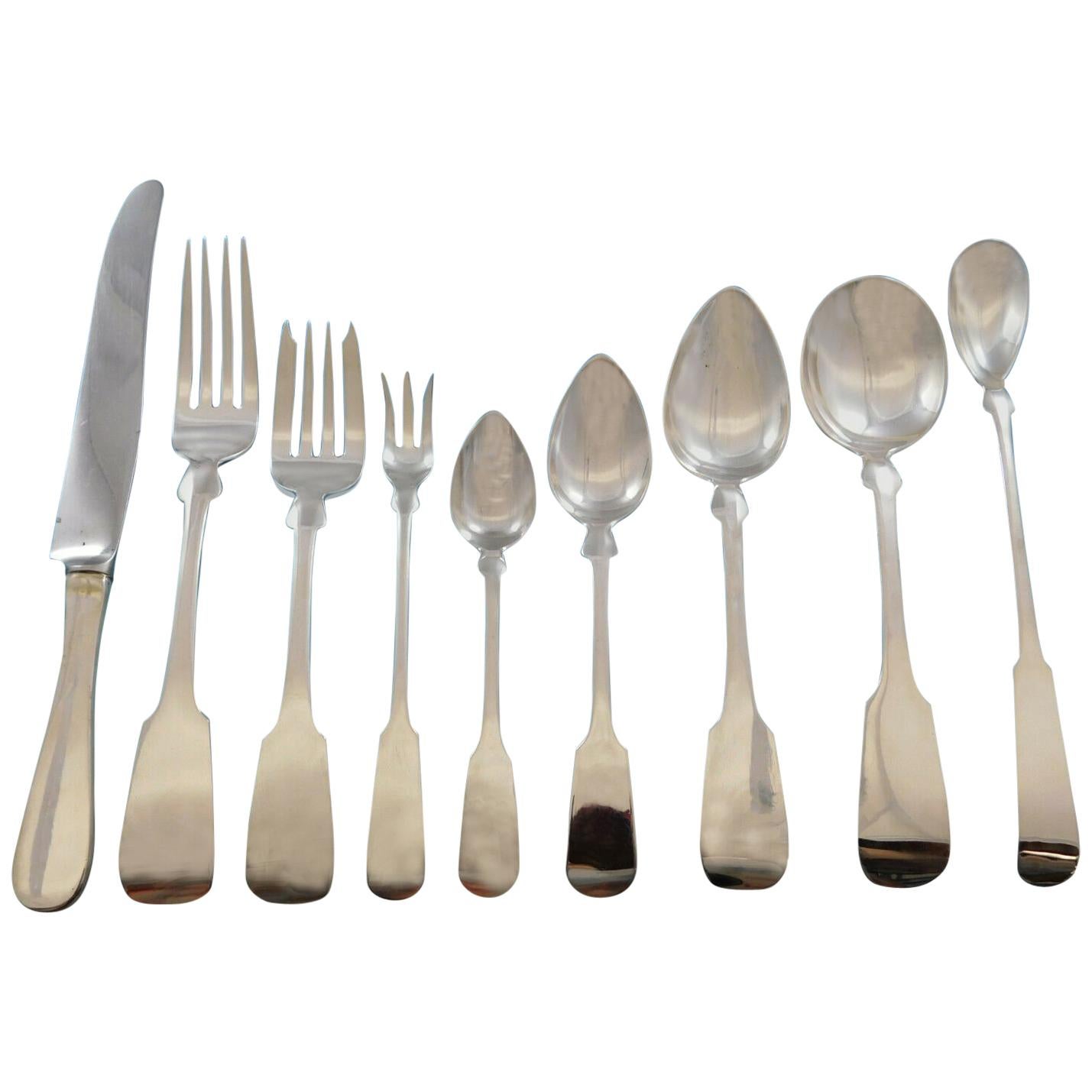 Fiddle by Porter Blanchard Sterling Silver Flatware Set Service Dinner 114 Pcs