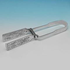 Paar Spargelzangen aus frühviktorianischem Sterlingsilber mit Fiddle-Muster aus 1838