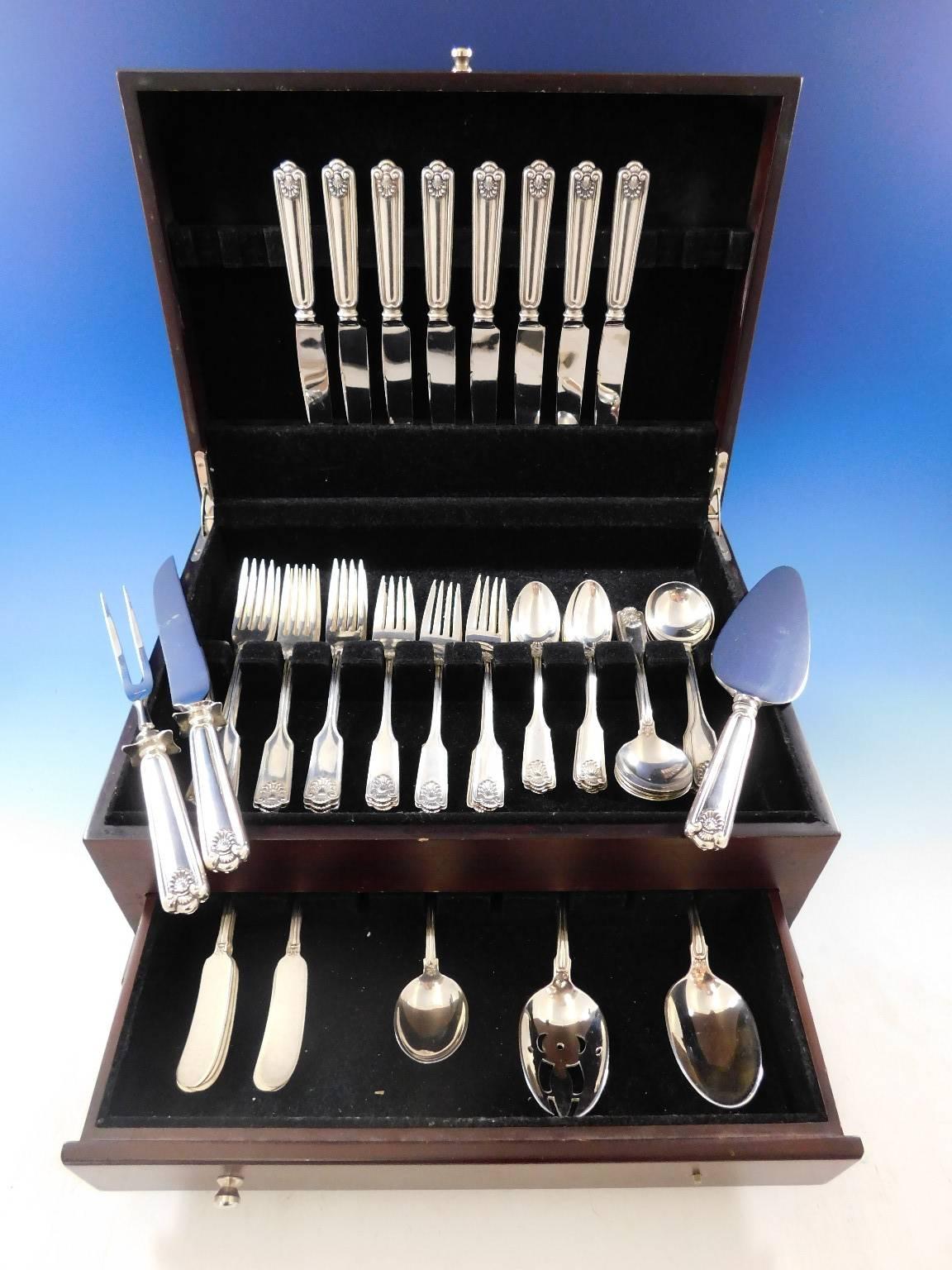 Fiddle Shell by Frank Smith sterling silver flatware set, 54 pieces. This set includes:

Eight knives, 8 1/2