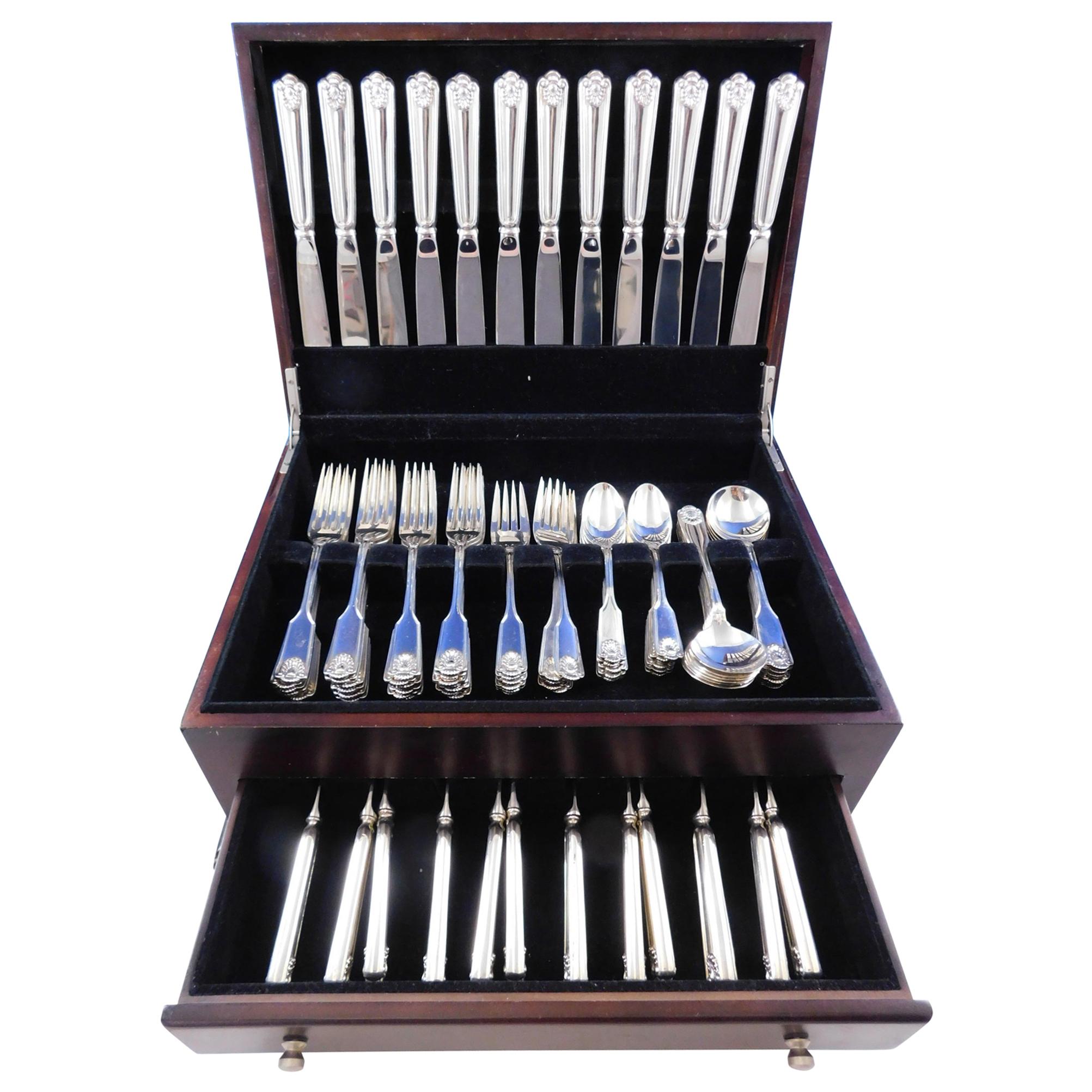 Fiddle Shell by Frank Smith Sterling Silver Silverware Set Service 84 Pcs Dinner For Sale