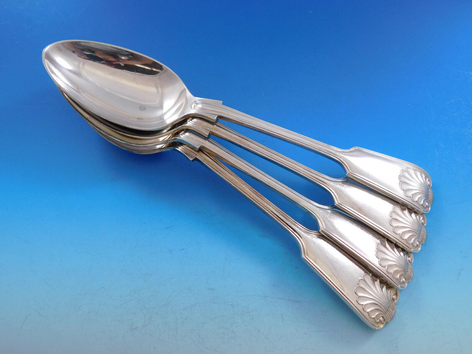 20th Century Fiddle Shell by Robert Belk English Silverplated Flatware Set Service 94 Pcs For Sale