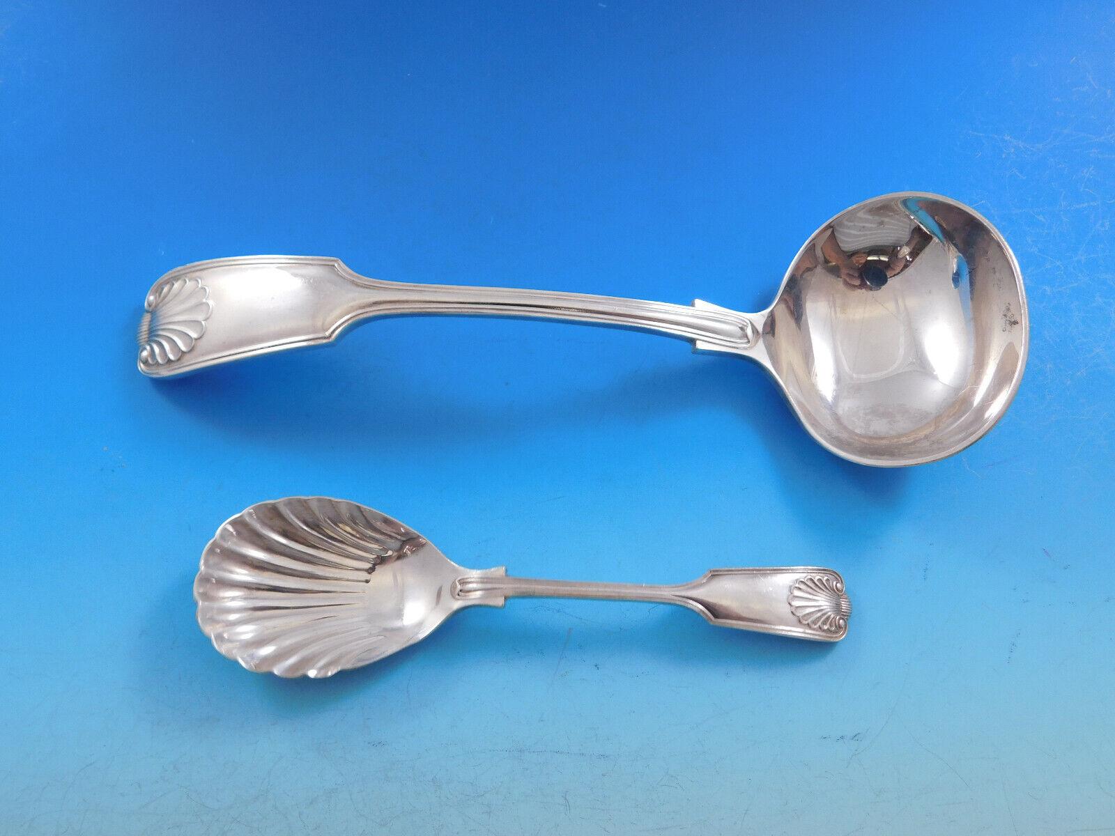 Silver Plate Fiddle Shell by Robert Belk English Silverplated Flatware Set Service 94 Pcs For Sale