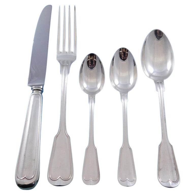 Fiddle Cotton 800 Silver Cutlery Set Cutlery Service Dinner Size 28 pcs