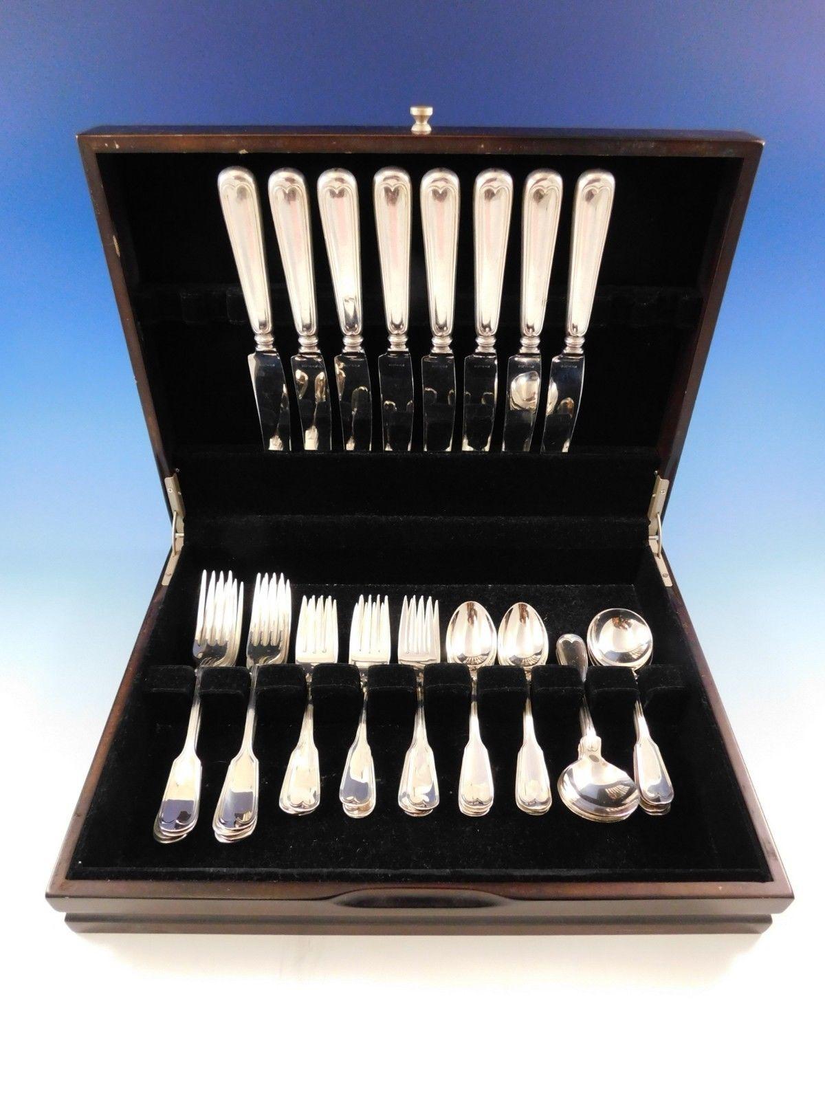 Fiddle Thread by Frank Smith sterling silver flatware set, 40 pieces. This set includes:

8 dinner knives, 9 3/4