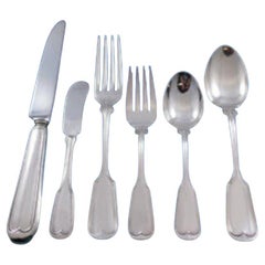 Antique English Sterling Silver Set of Cutlery / Flatware Fiddle Thread ...