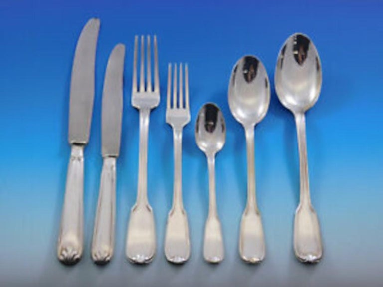 Fiddle Thread German 800 Silver Flatware Set Service 57 Pieces Dinner ...