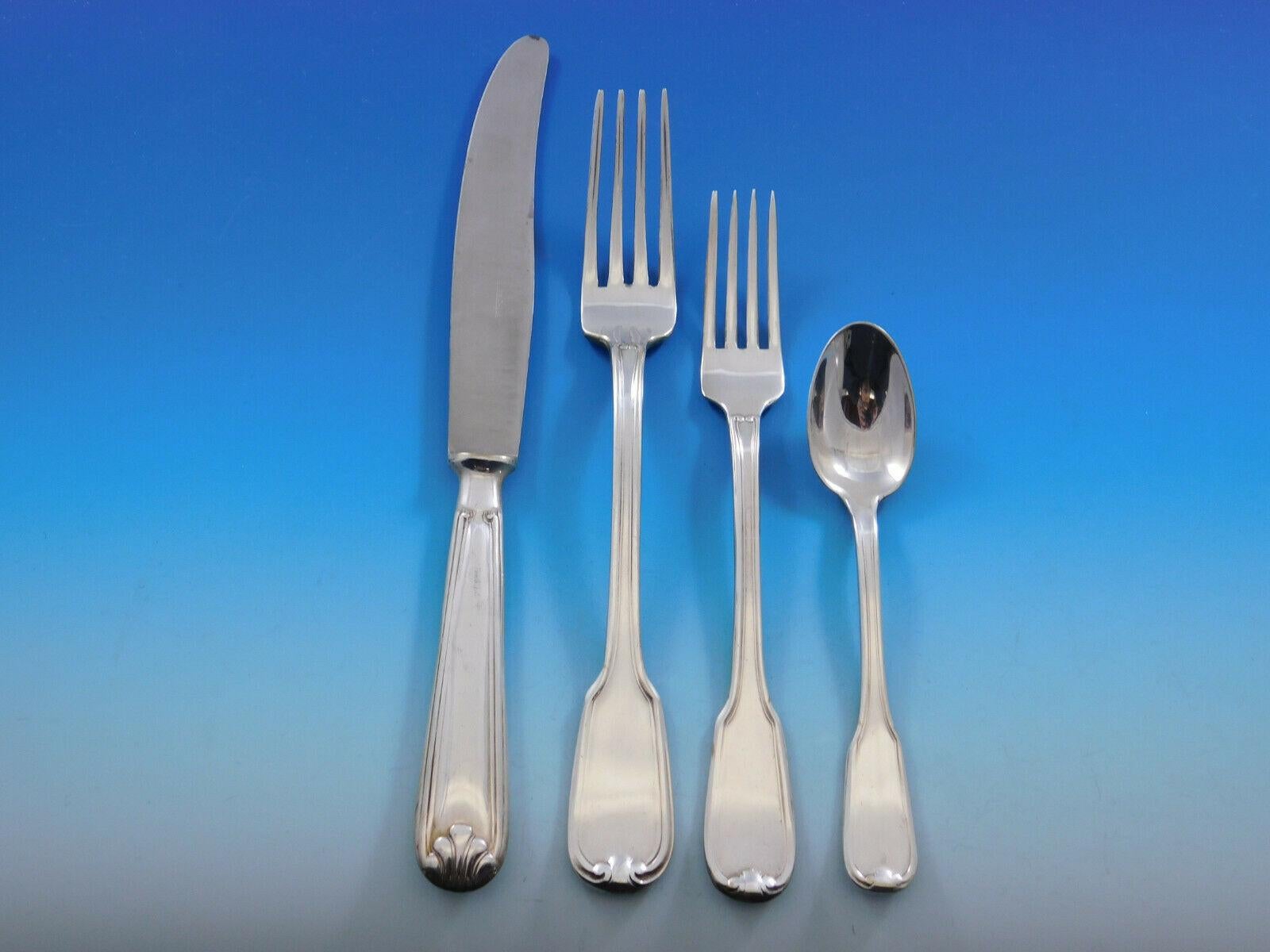 Fiddle Thread German 800 Silver Flatware Set Service 58 Pieces Dinner In Excellent Condition In Big Bend, WI
