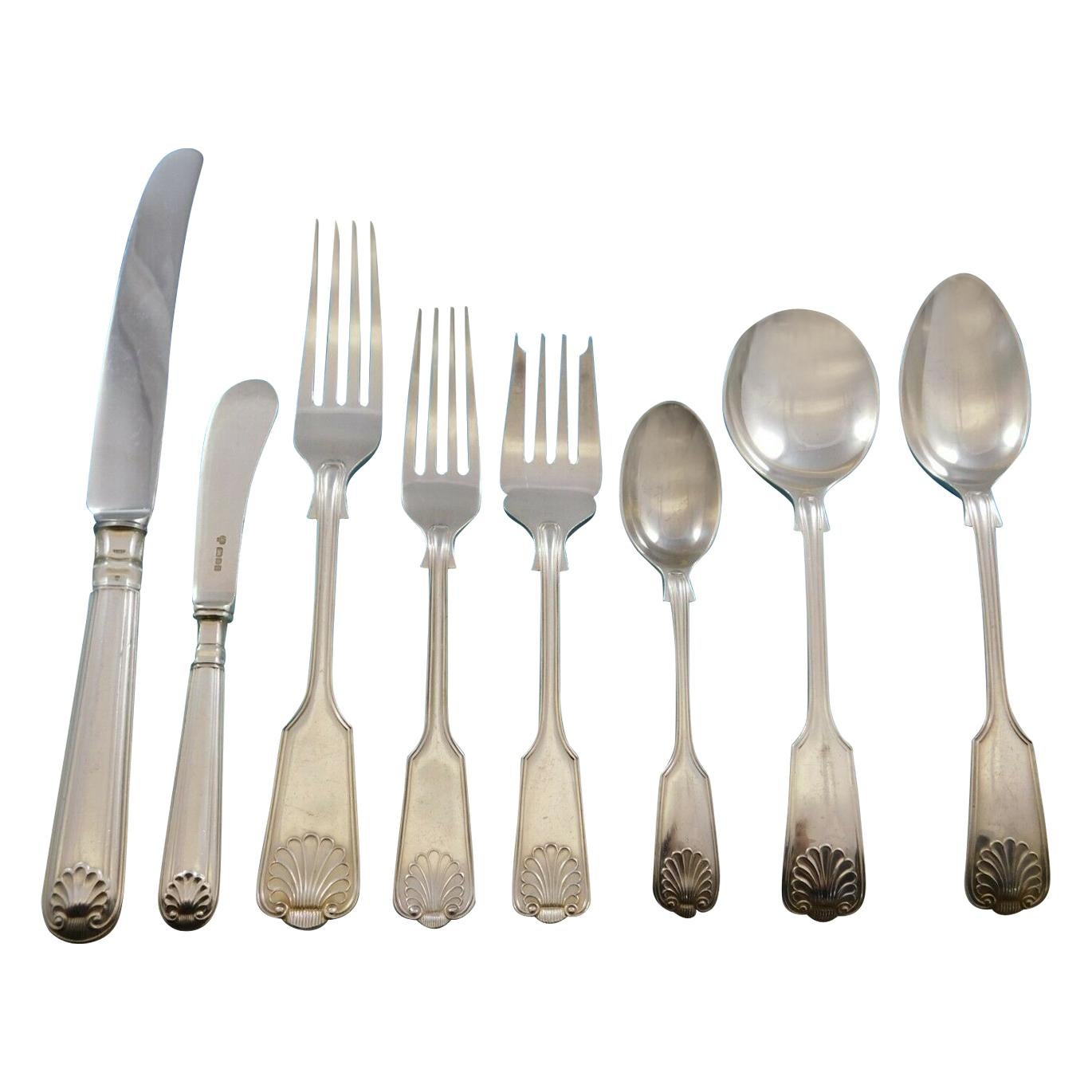 Fiddle Thread 
Shell by CJ Vander English Sterling Silver Flatware Set Dinner