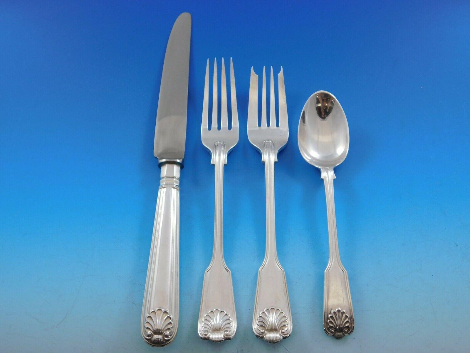 20th Century Fiddle Thread & Shell by James Robinson Sterling Silver Flatware Set 148 Pieces