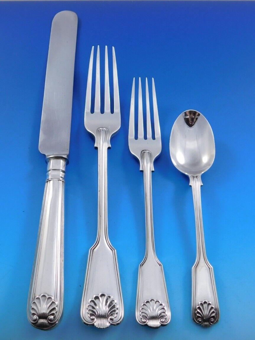 Fiddle Thread & Shell by James Robinson Sterling Silver Flatware Set Service For Sale 1