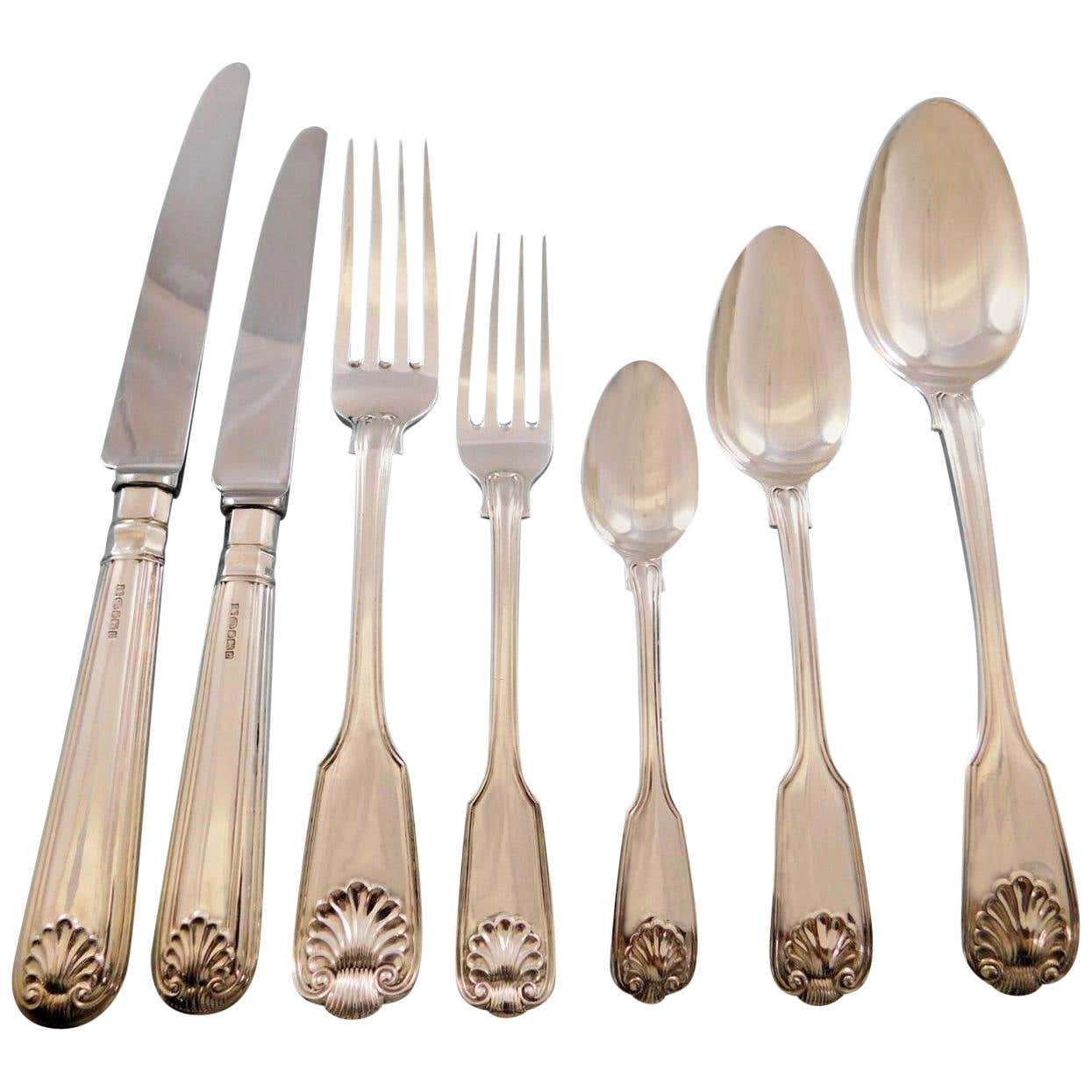 Fiddle Thread and Shell by Various English Makers Sterling Silver ...