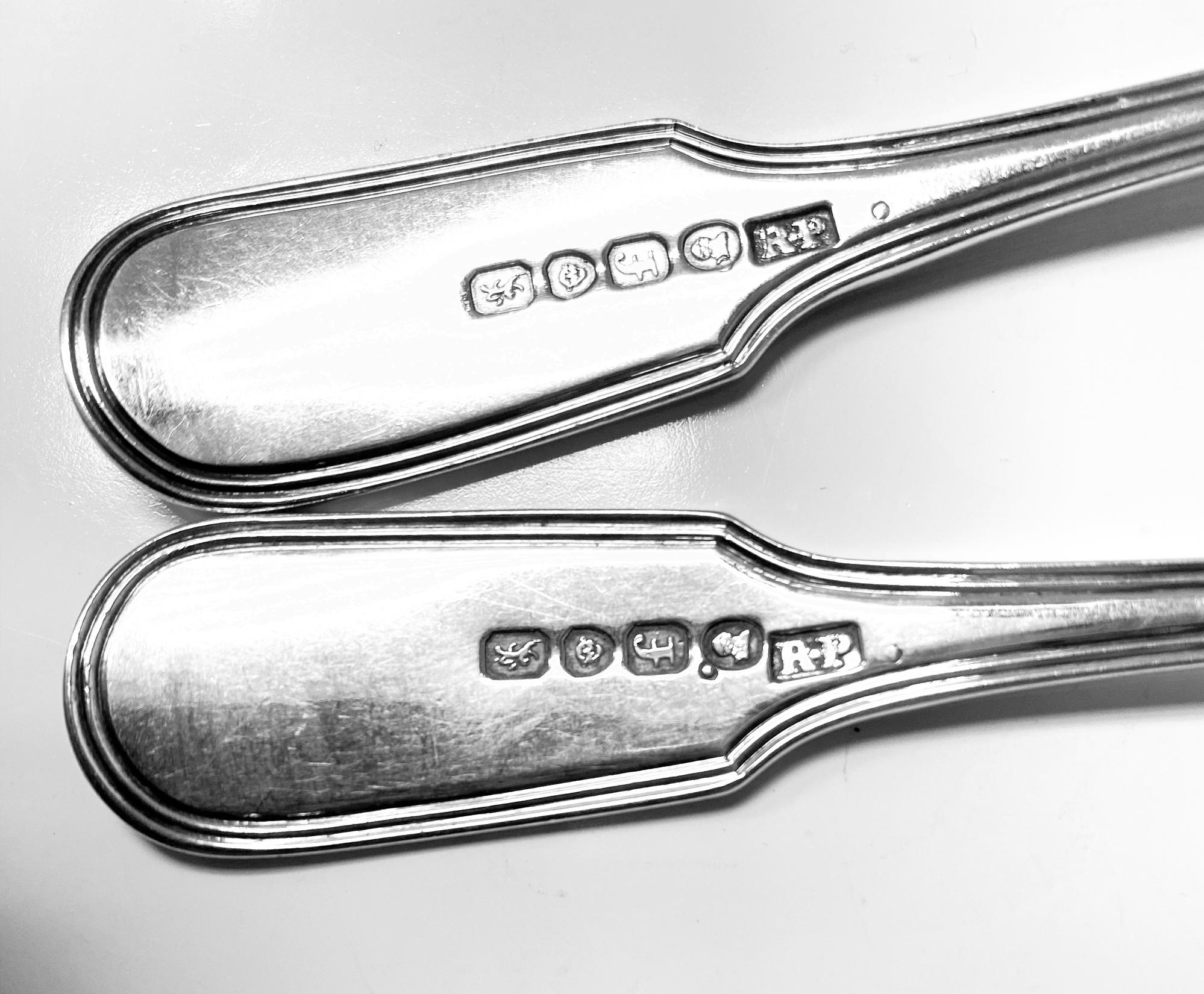 Early 19th Century Fiddle Thread Shell Georgian Silver Dessert Spoons London 1821 Richard Poulden