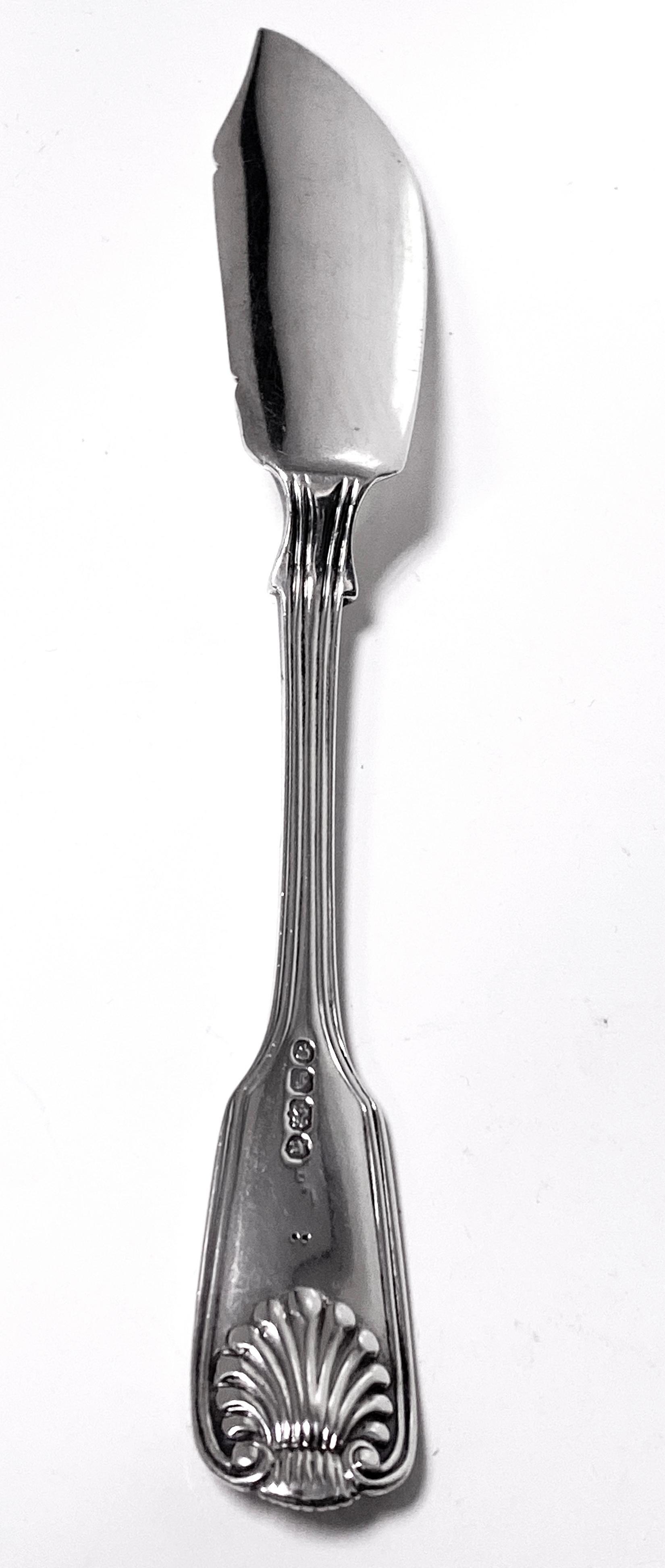 English Fiddle Thread Shell Silver Butter Knife London 1841