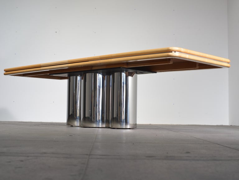 Fiddleback Maple Dining Table Designed by Stanley Jay Friedman for Brueton In Excellent Condition In Los Angeles, CA