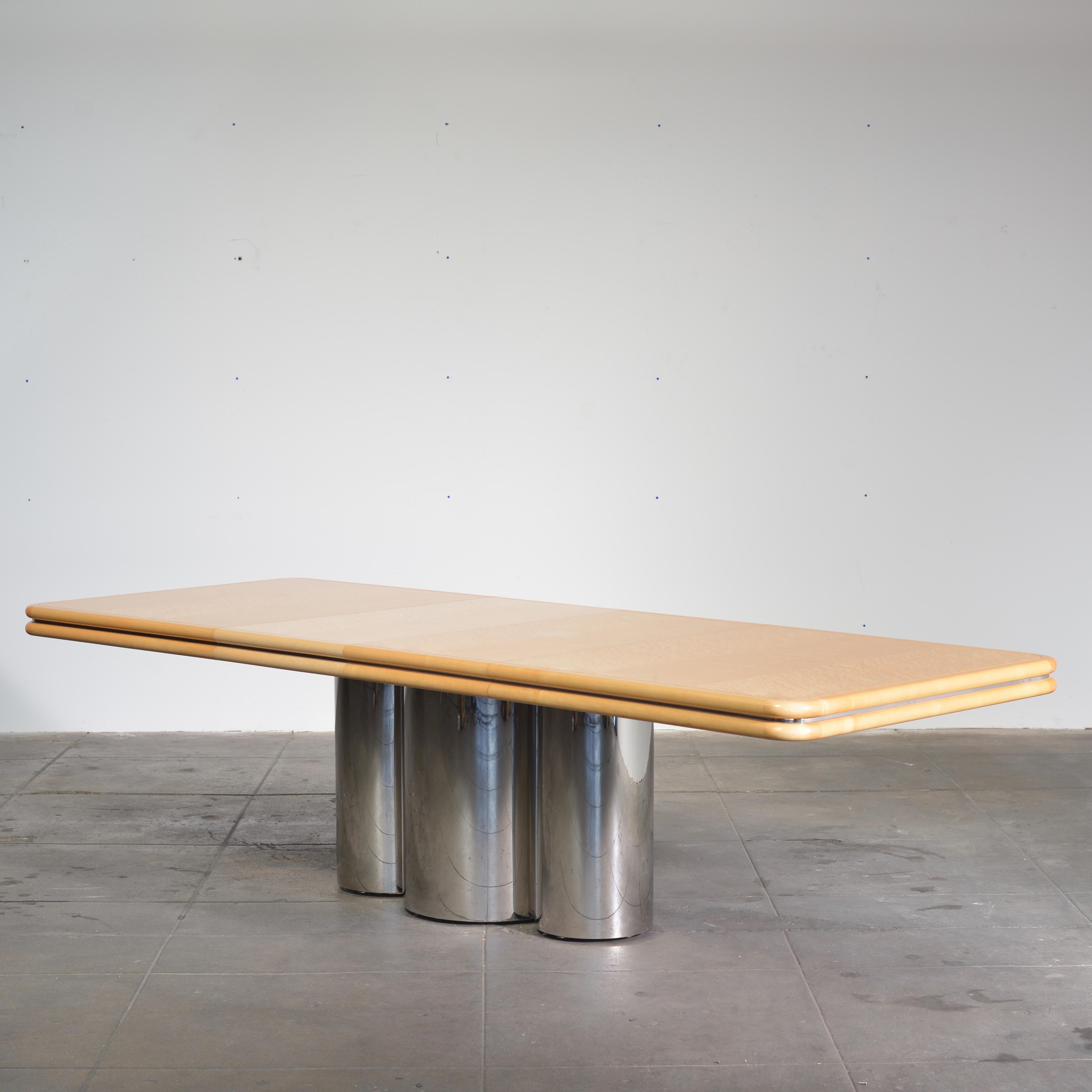 Fiddleback Maple Dining Table Designed by Stanley Jay Friedman for Brueton In Excellent Condition In Los Angeles, CA