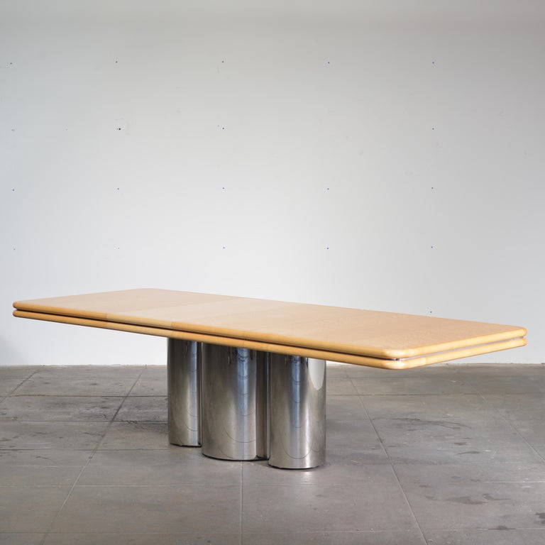 Late 20th Century Fiddleback Maple Dining Table Designed by Stanley Jay Friedman for Brueton