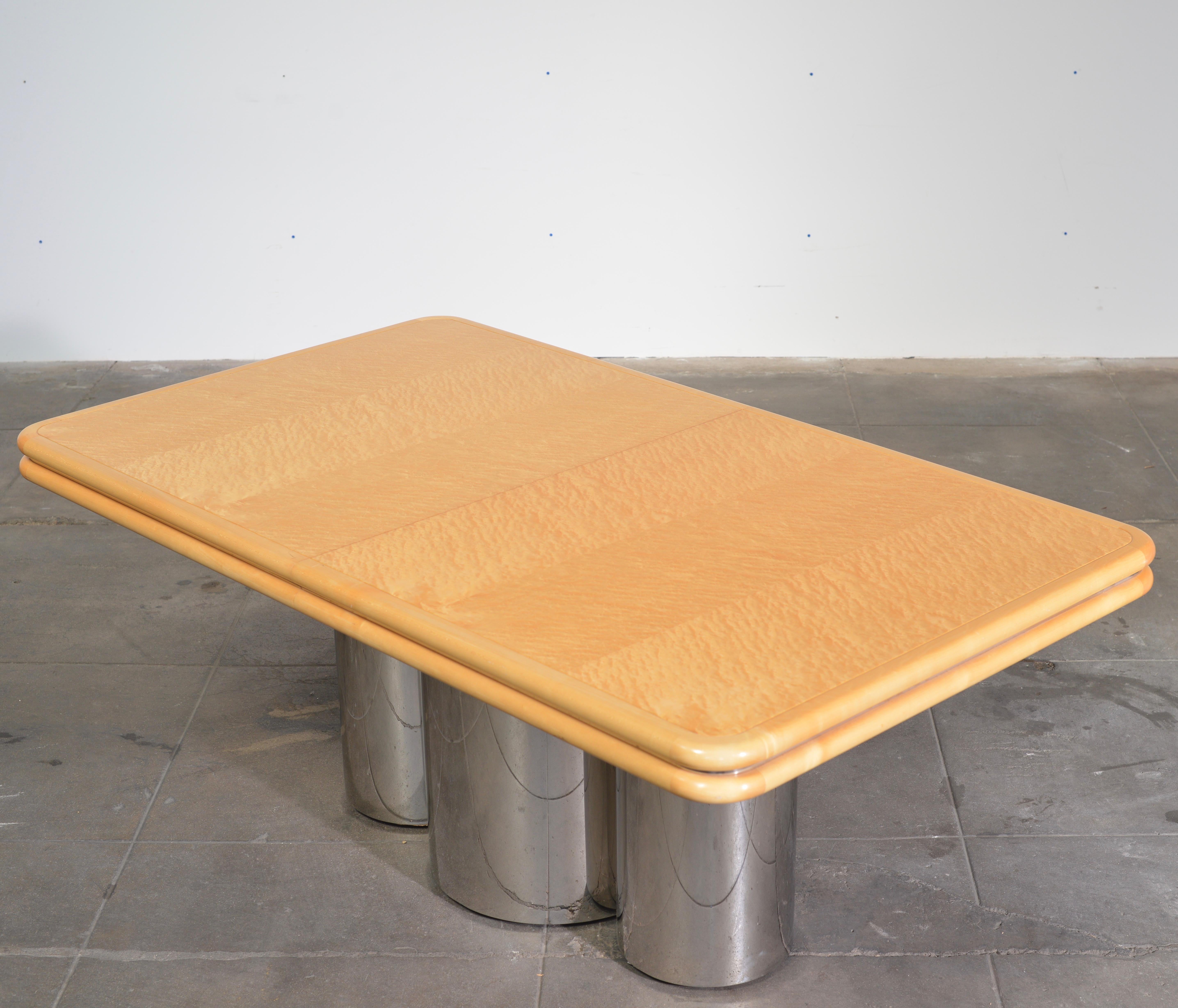 Fiddleback Maple Dining Table Designed by Stanley Jay Friedman for Brueton 1