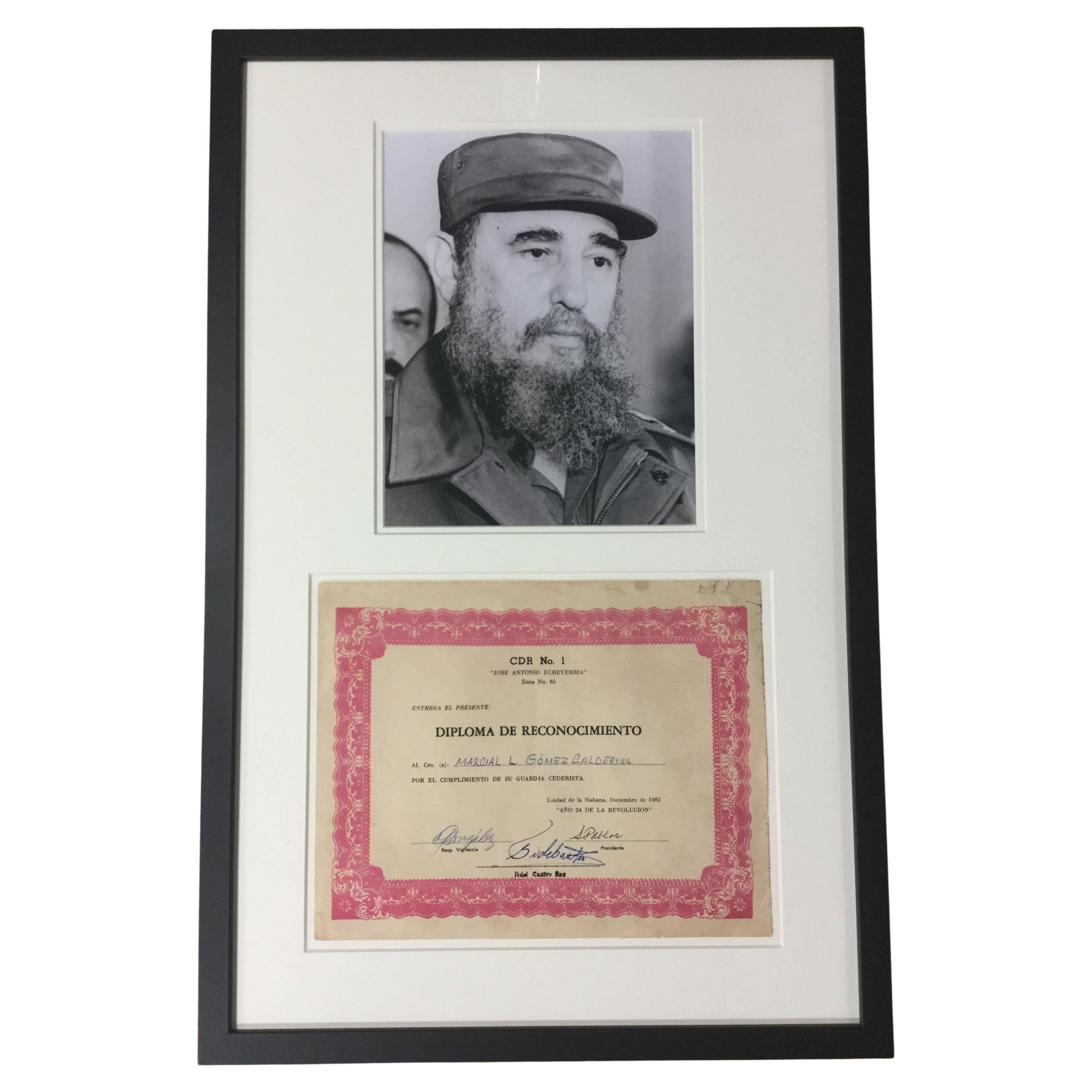 Fidel Castro Signiertes Anerkennungszertifikat im Angebot