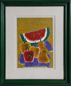 Frutas, Framed Acrylic Folk Art Painting by Fidel Corpus