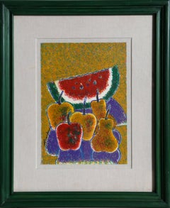 „Frutas“, gerahmtes Acrylgemälde von Fidel Corpus