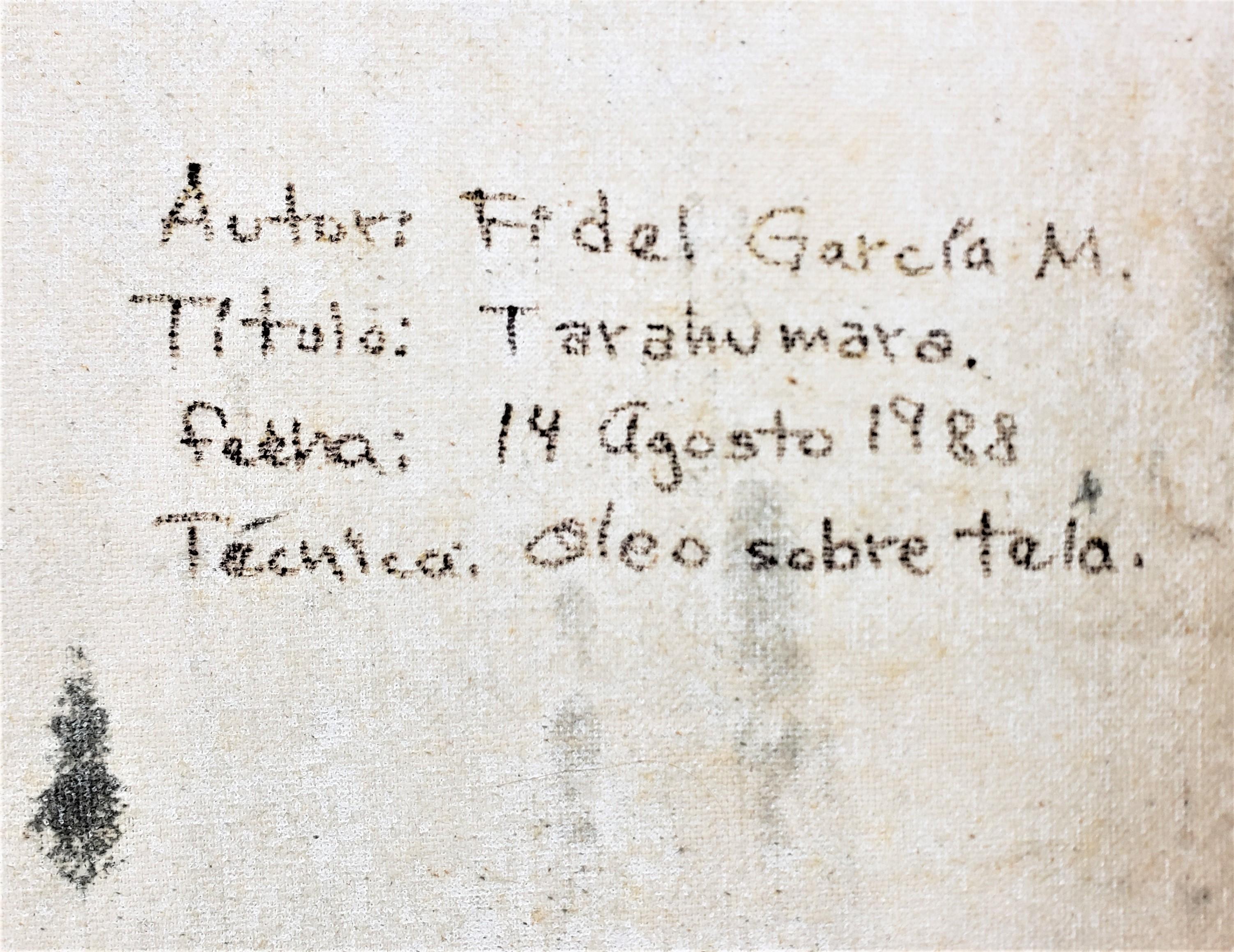 Fidel Garcia M., signiertes Originalgemälde auf Leinwand mit dem Titel „Tarahumara“ (20. Jahrhundert) im Angebot