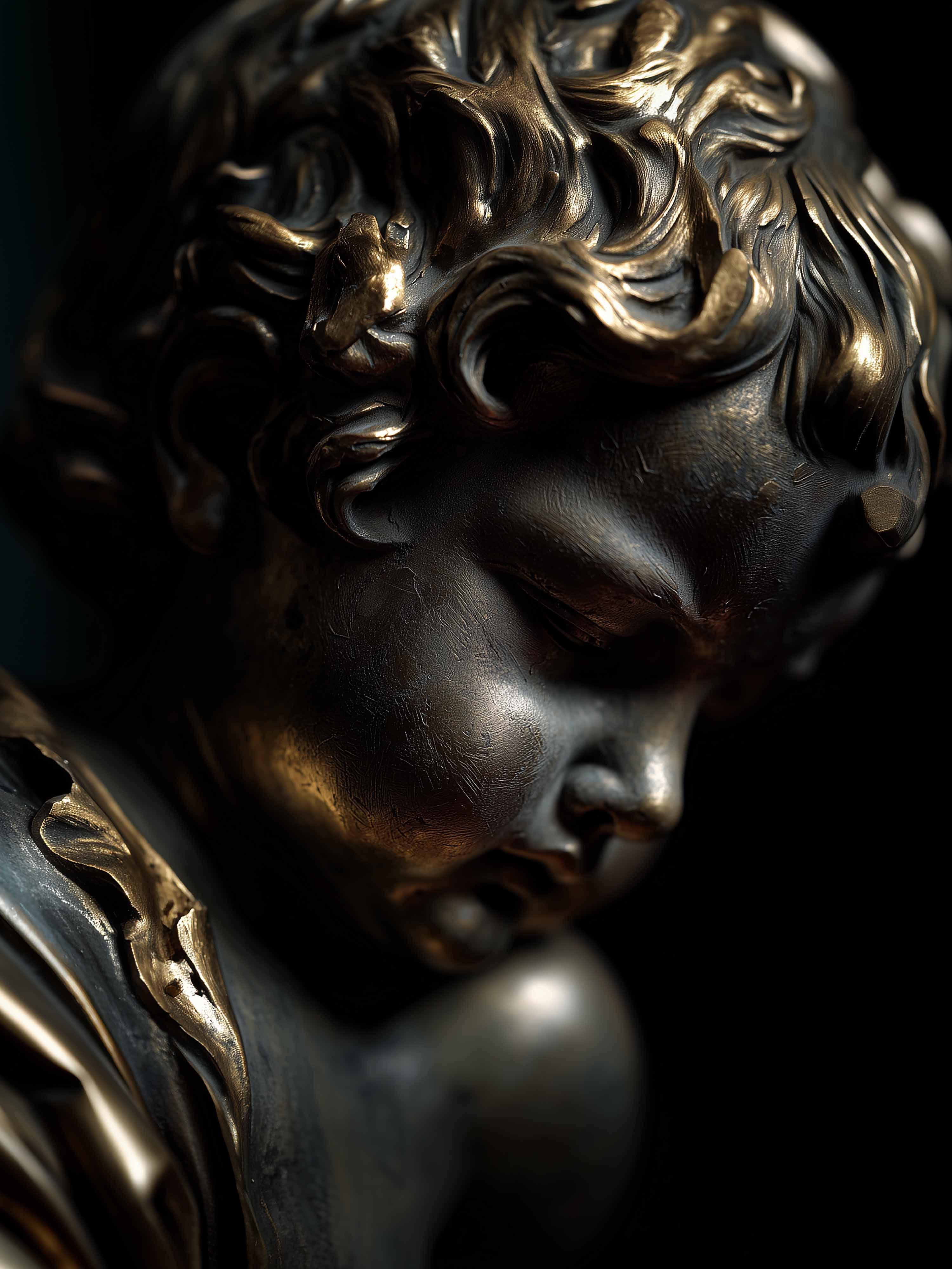 Fidel Santos Figurative Photograph - Puti in Gilt Bronze