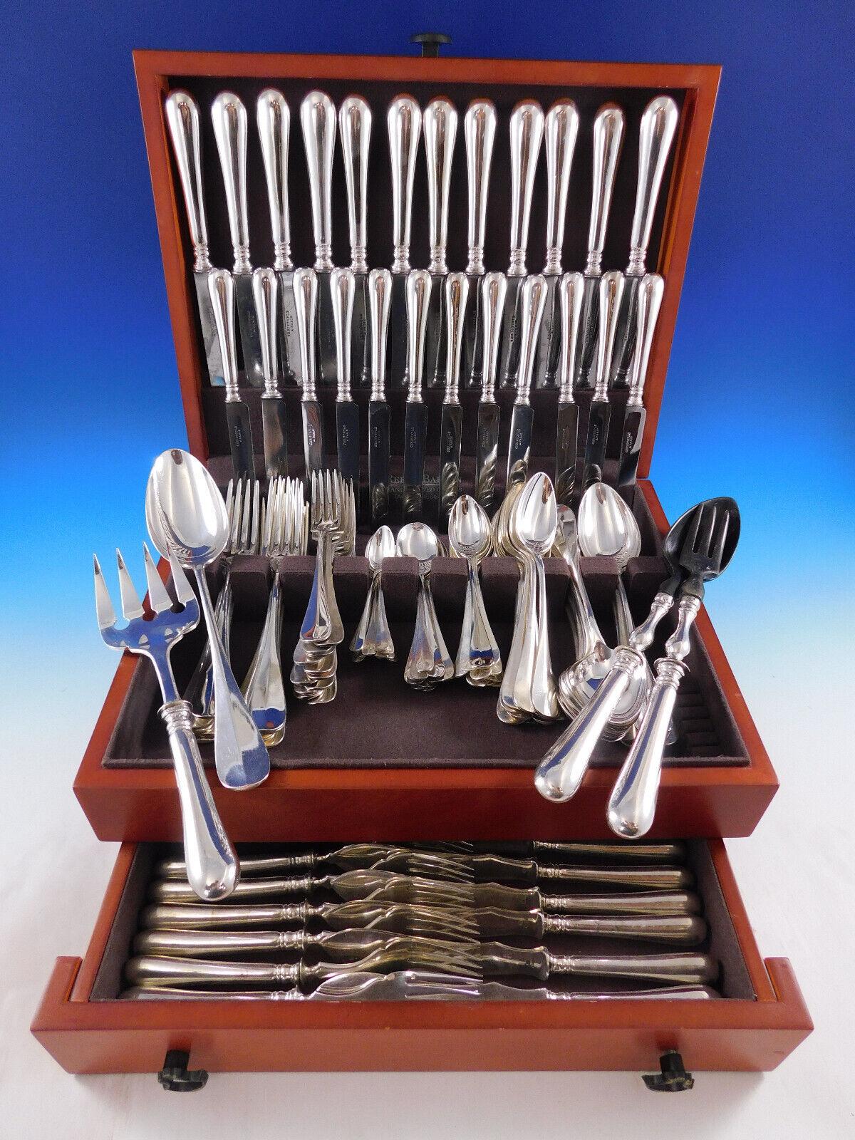 Large Fidelio by Christofle France Silverplate Flatware set - 75 pieces. This set includes:

12 Dinner Size Knives, 10 1/2