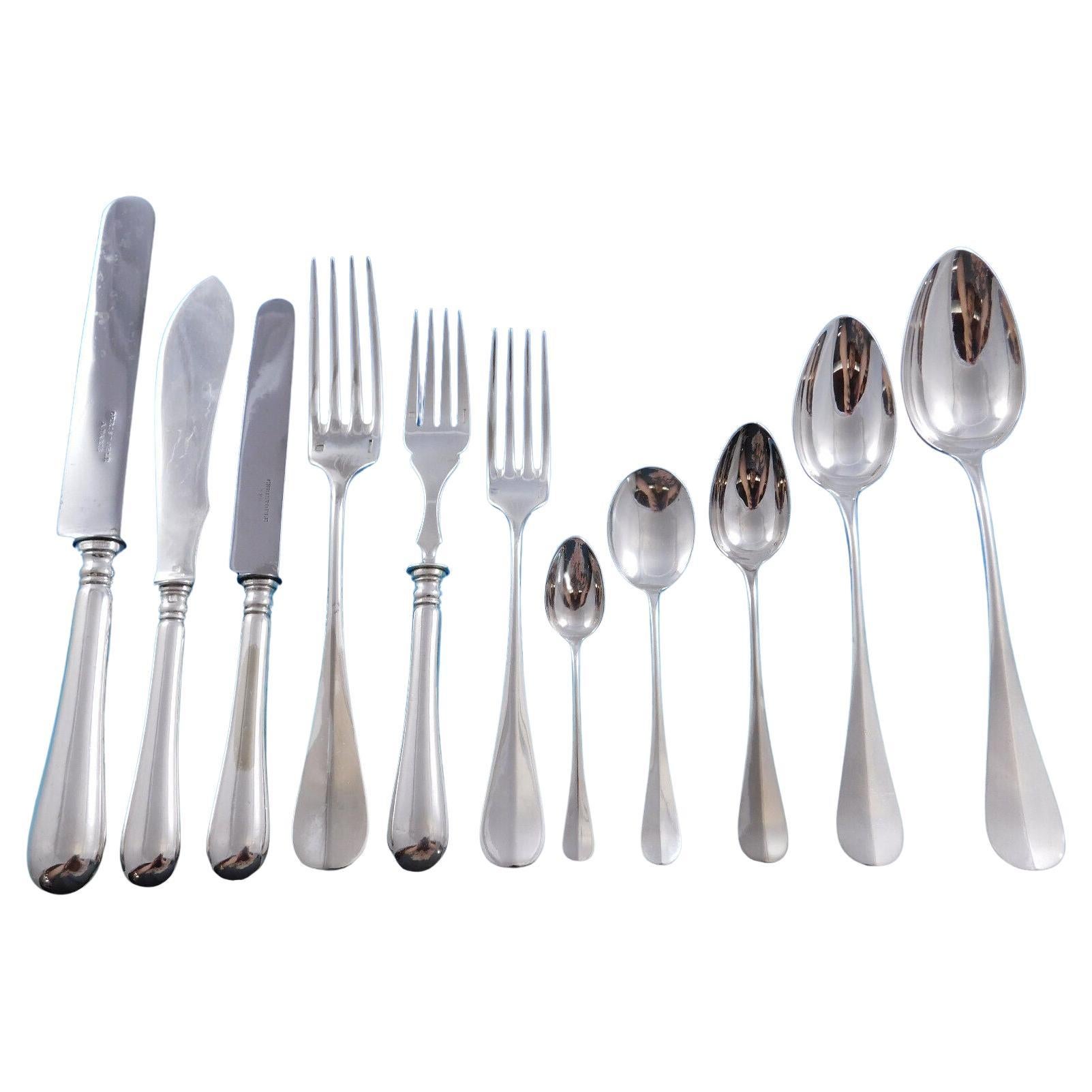 Fidelio by Christofle France Silverplate Flatware Service 12 Set 136 pcs Dinner For Sale
