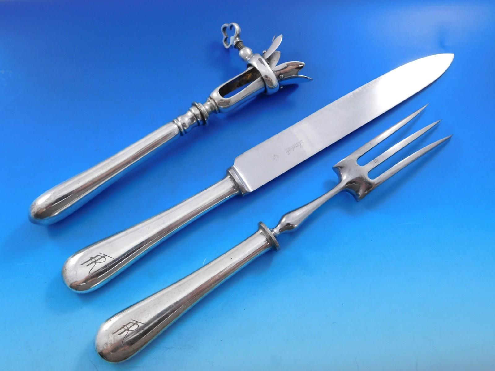 With a dedication to perfection and quality, Christofle flatware creations unite craftsmanship and modern technique, resulting in flatware to be handed down through generations. 
Monumental Fidelio by Christofle France Silverplate flatware set - 175