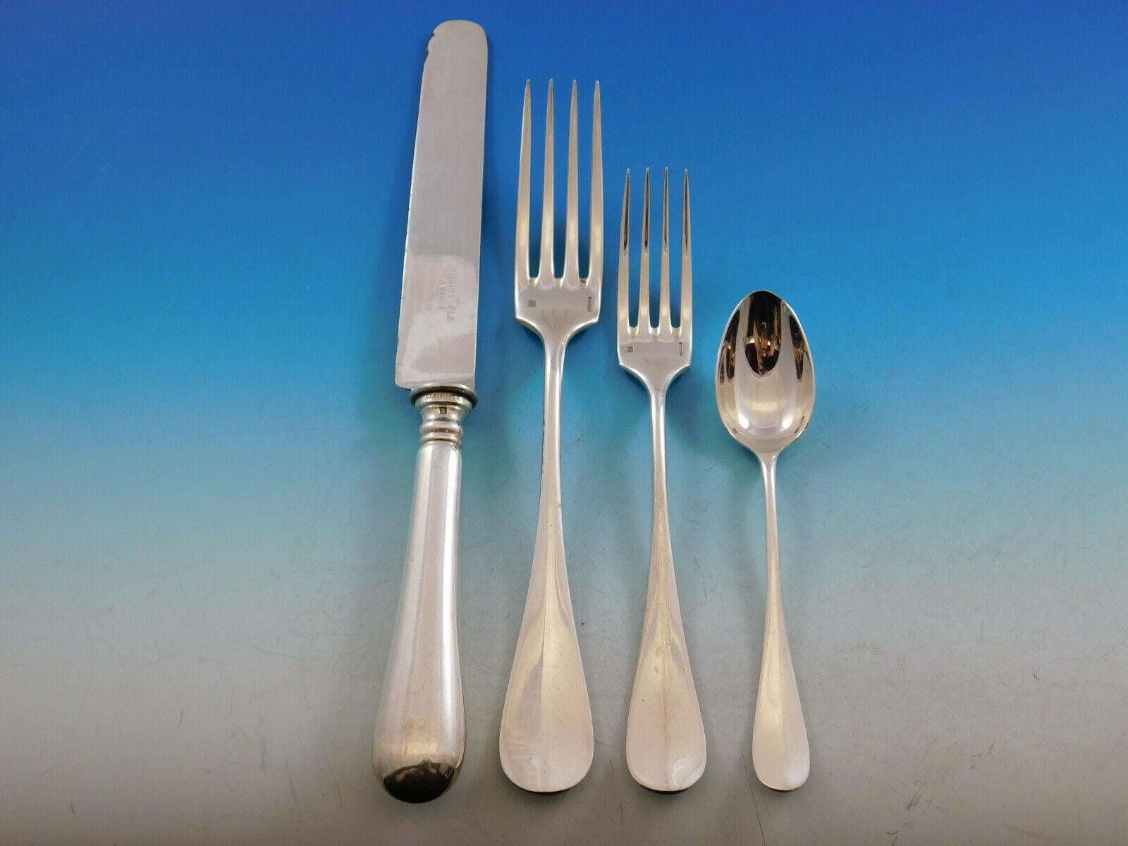 Fidelio by Christofle France Silver Plate Flatware Set Service 186 Pieces Dinner In Excellent Condition In Big Bend, WI