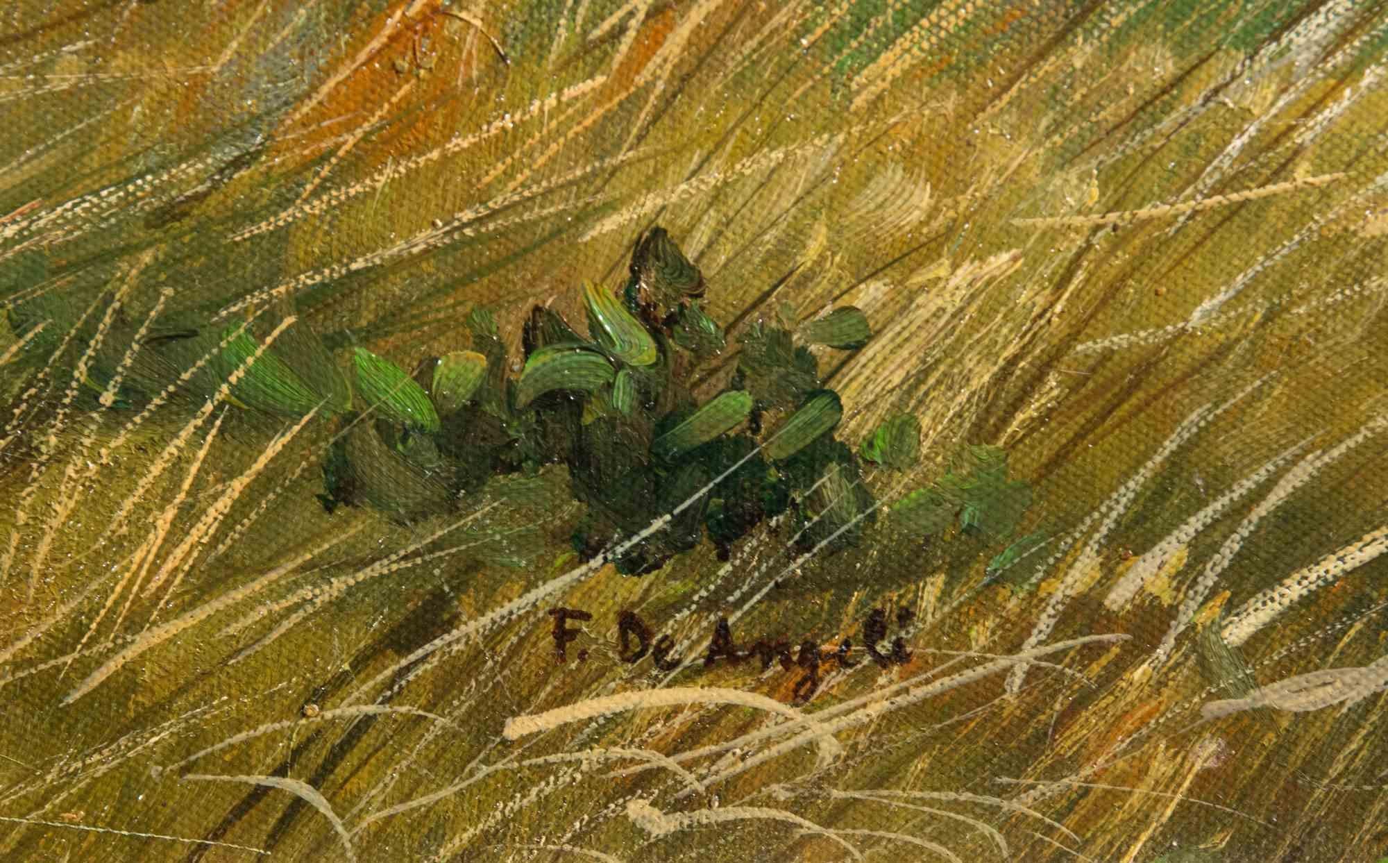 Leopardi - Dipinto a olio di Fidenzio De Angelis - Anni '70/'80 in vendita 4
