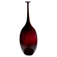Fidji II, a Unique Deep Red & Burgundy Tall Sculptural Bottle by Kjell Engman