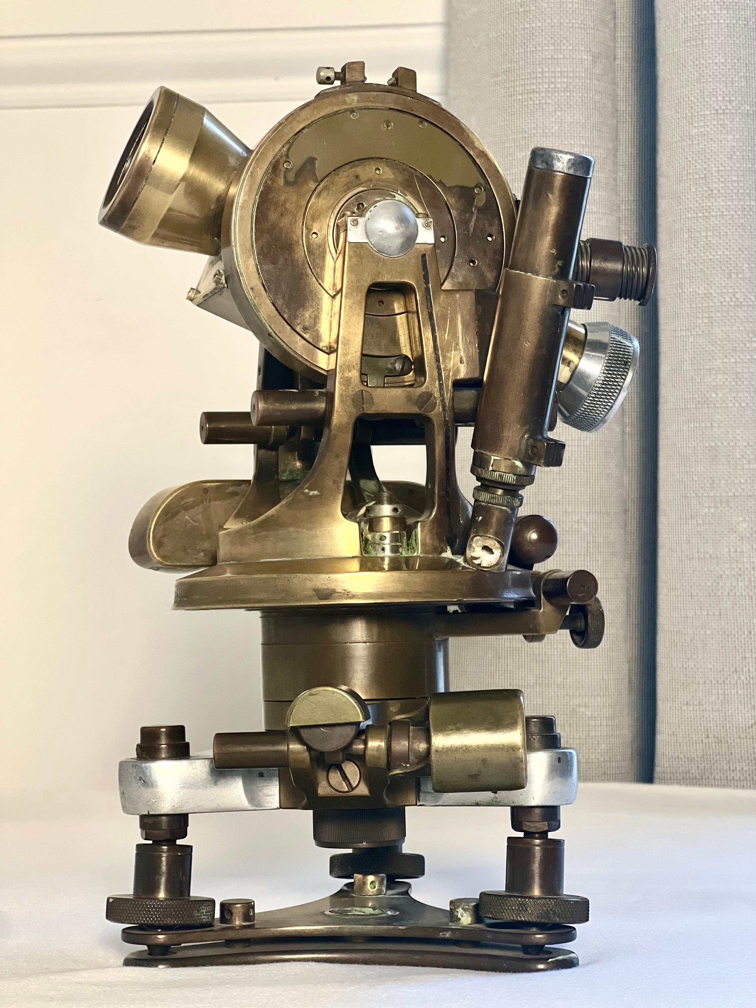 Field artillery theodolite by Srb & Stys of Prague, signed, 1930s.

Spectacular precision optical instrument of bronze, brass and steel utilized by the Czech military for artillery surveying. In 1919, Jaroslav Srb and Josef Stys founded a plant of