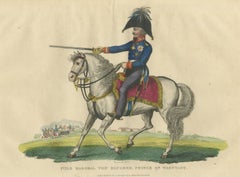 El mariscal de campo Blücher con el sable desenvainado sobre un caballo gris, 1815