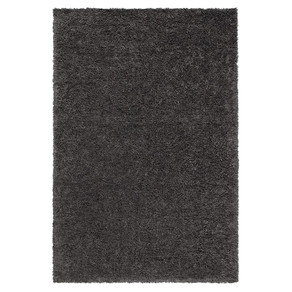 Fields Anthracite, Handknotted Wool Rug in Scandinavian Design For Sale