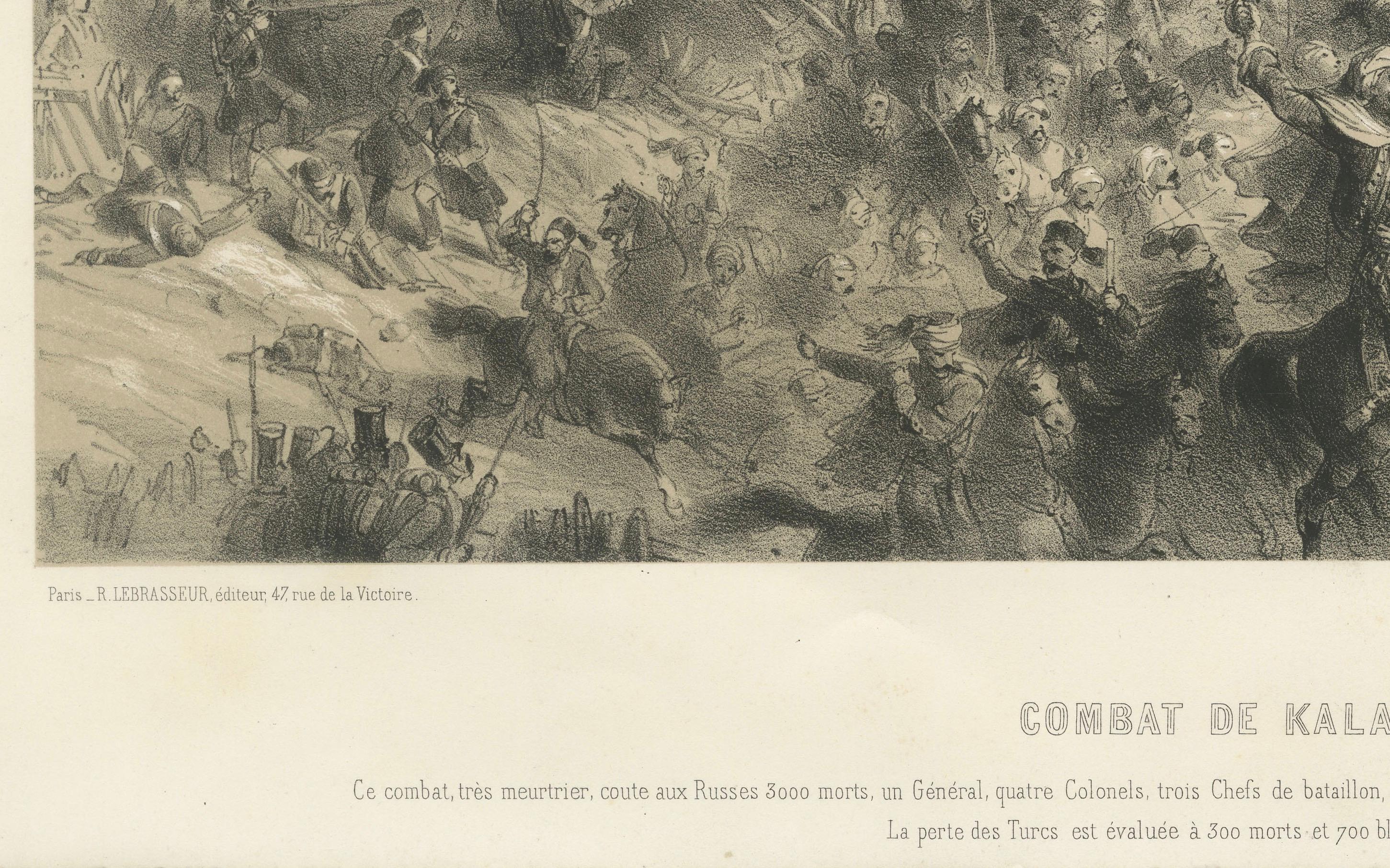 Bataille acharnée de la guerre de Crimée à Kalafat - Victoire ottomane sur les forces russes, 1854 Bon état - En vente à Langweer, NL