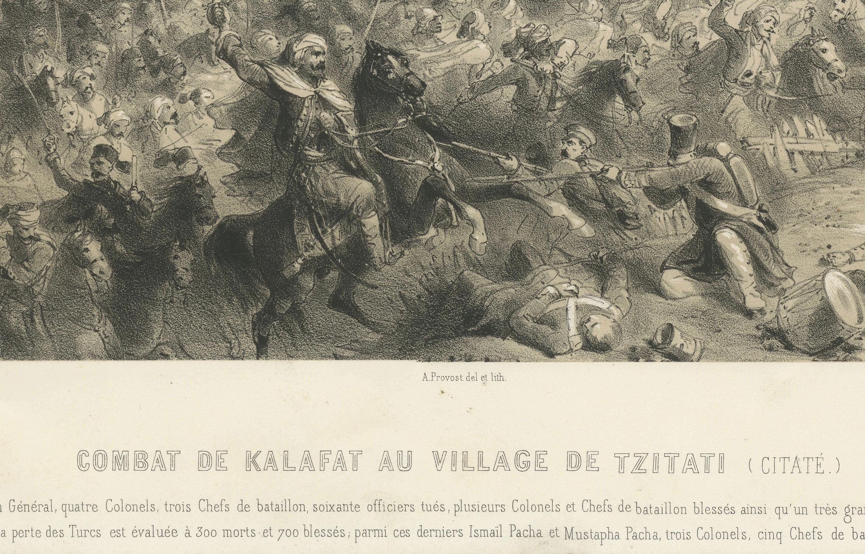 XIXe siècle Bataille acharnée de la guerre de Crimée à Kalafat - Victoire ottomane sur les forces russes, 1854 en vente