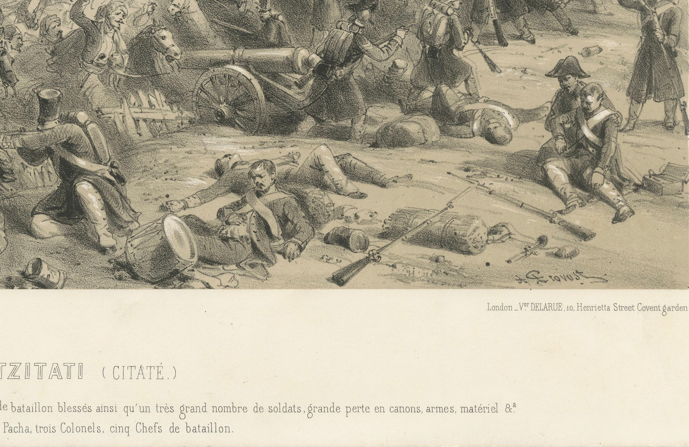 Papier Bataille acharnée de la guerre de Crimée à Kalafat - Victoire ottomane sur les forces russes, 1854 en vente