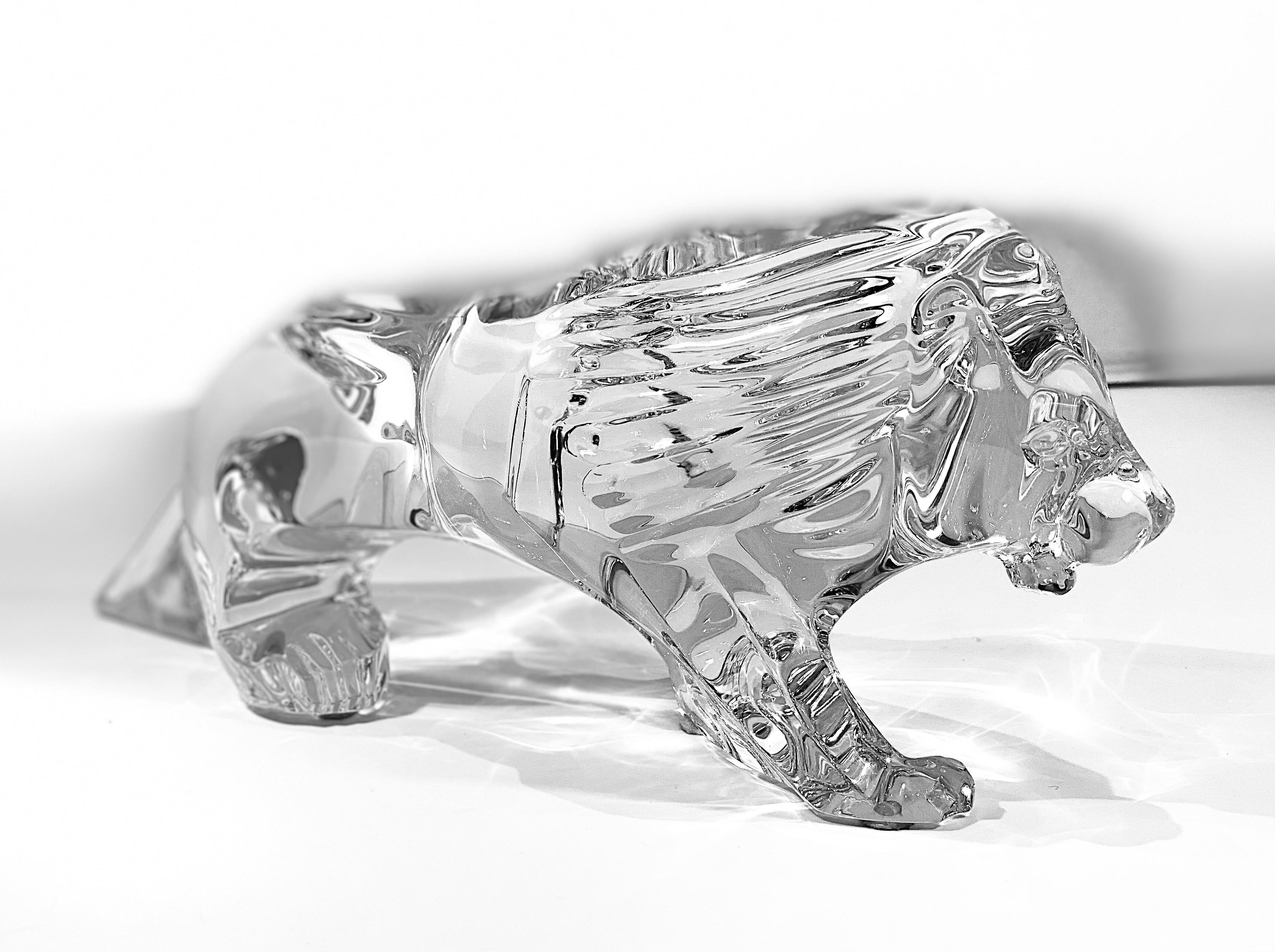 Fierce Large Baccarat Crystal France Walking Lion Figurine 2