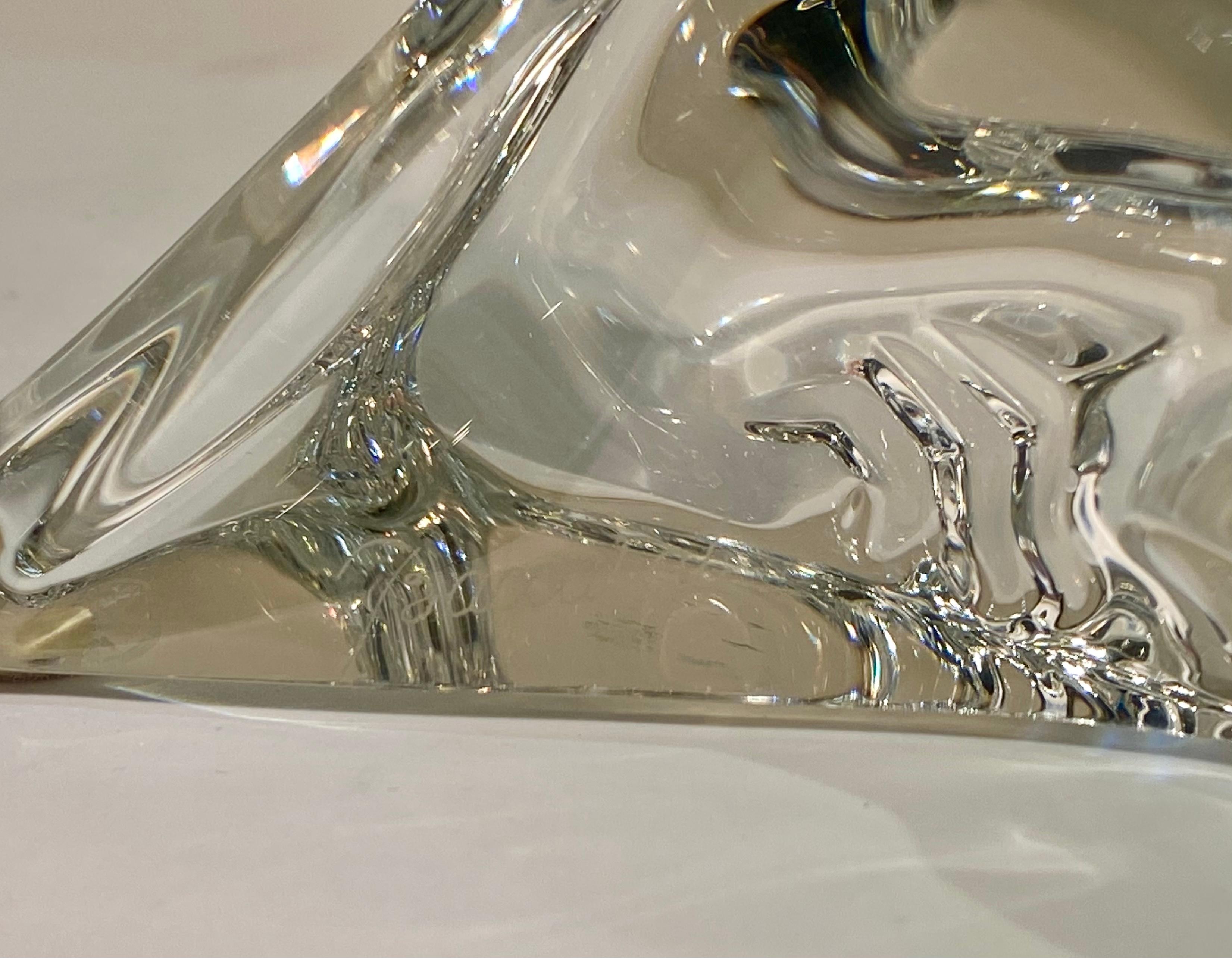 Fierce Large Baccarat Crystal France Walking Lion Figurine In Good Condition In Tustin, CA