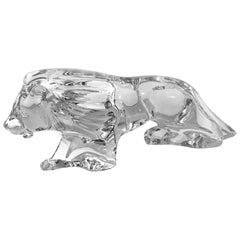 Fierce Large Baccarat Crystal France Walking Lion Figurine