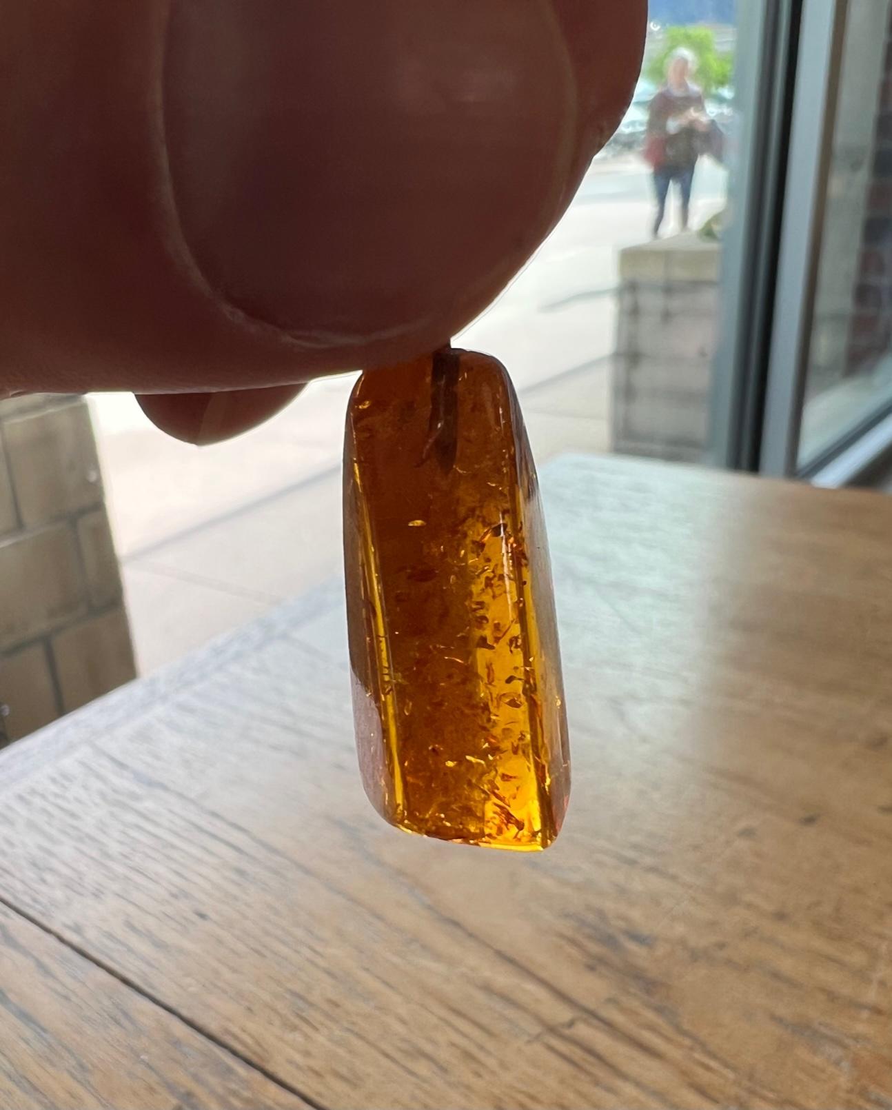 Cabochon Fiery Clear Orange Baltic Amber Pendant For Sale