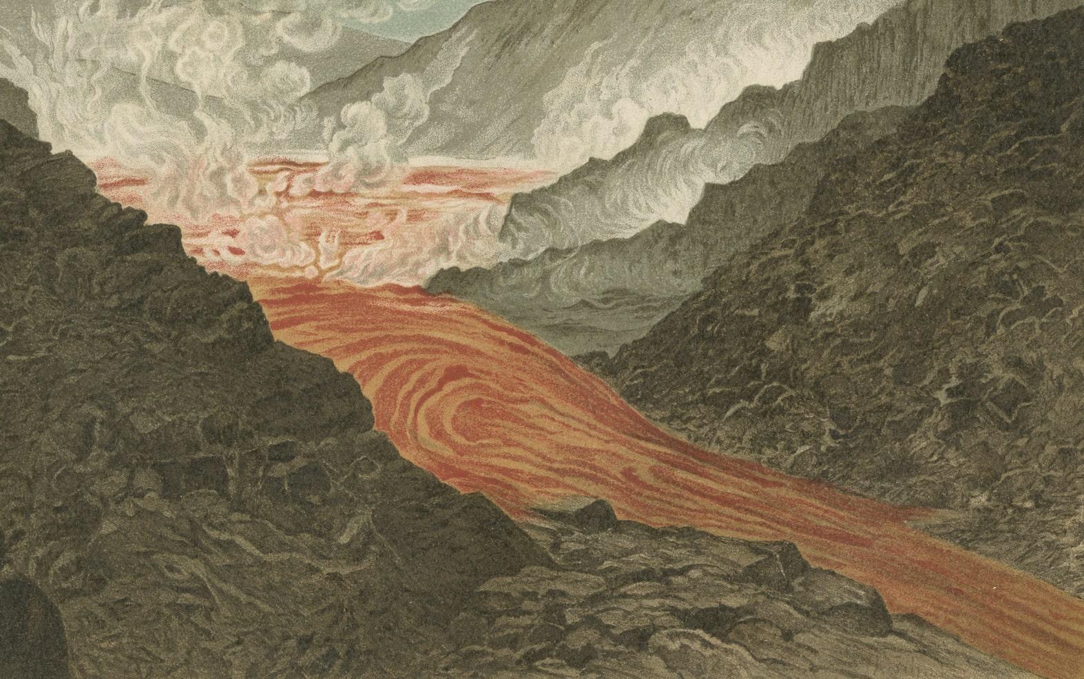Fiery Majesty: The Volcano Eruption of Kilauea on Hawaii, 1895 In Excellent Condition For Sale In Langweer, NL