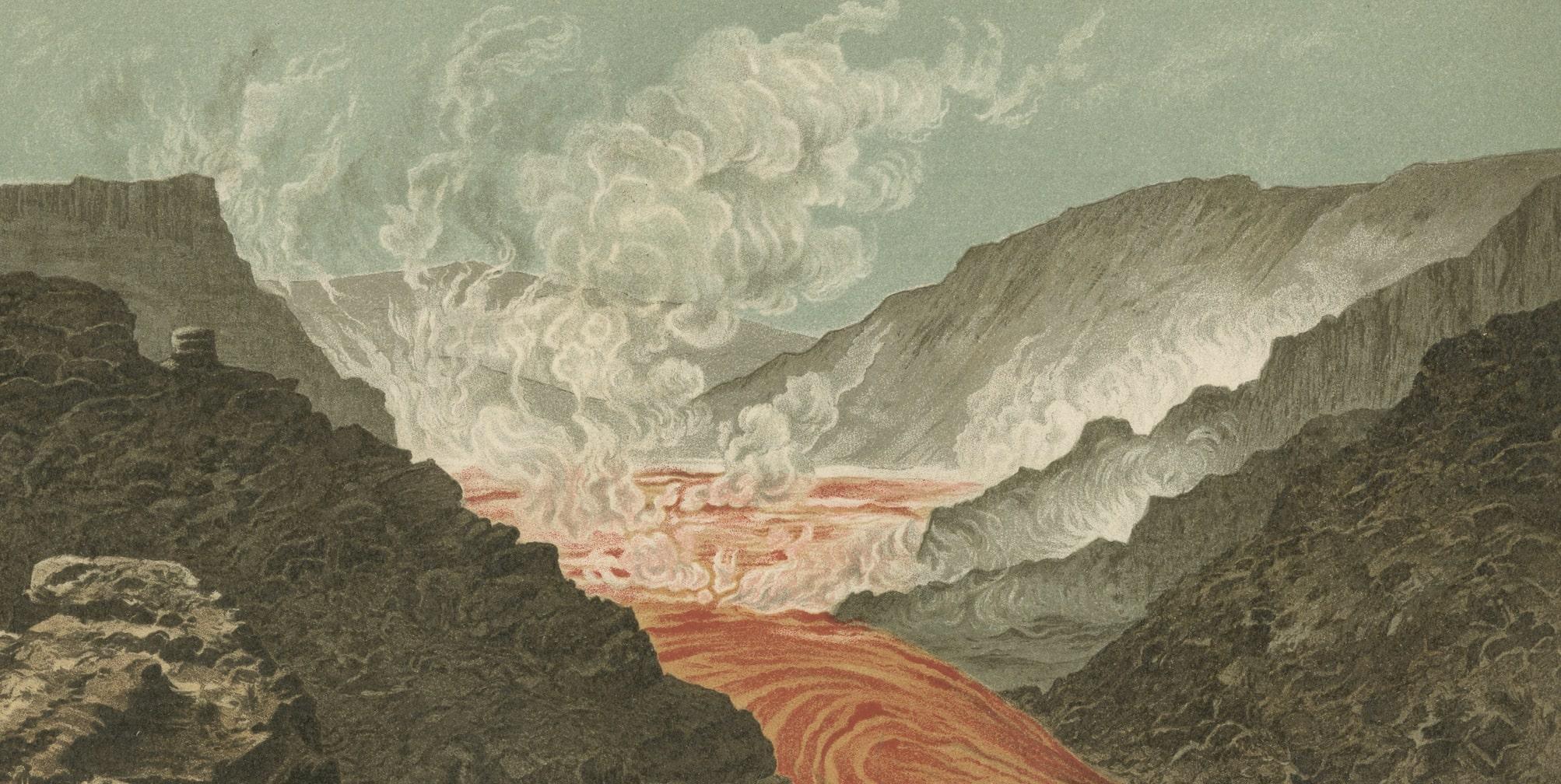 19th Century Fiery Majesty: The Volcano Eruption of Kilauea on Hawaii, 1895 For Sale